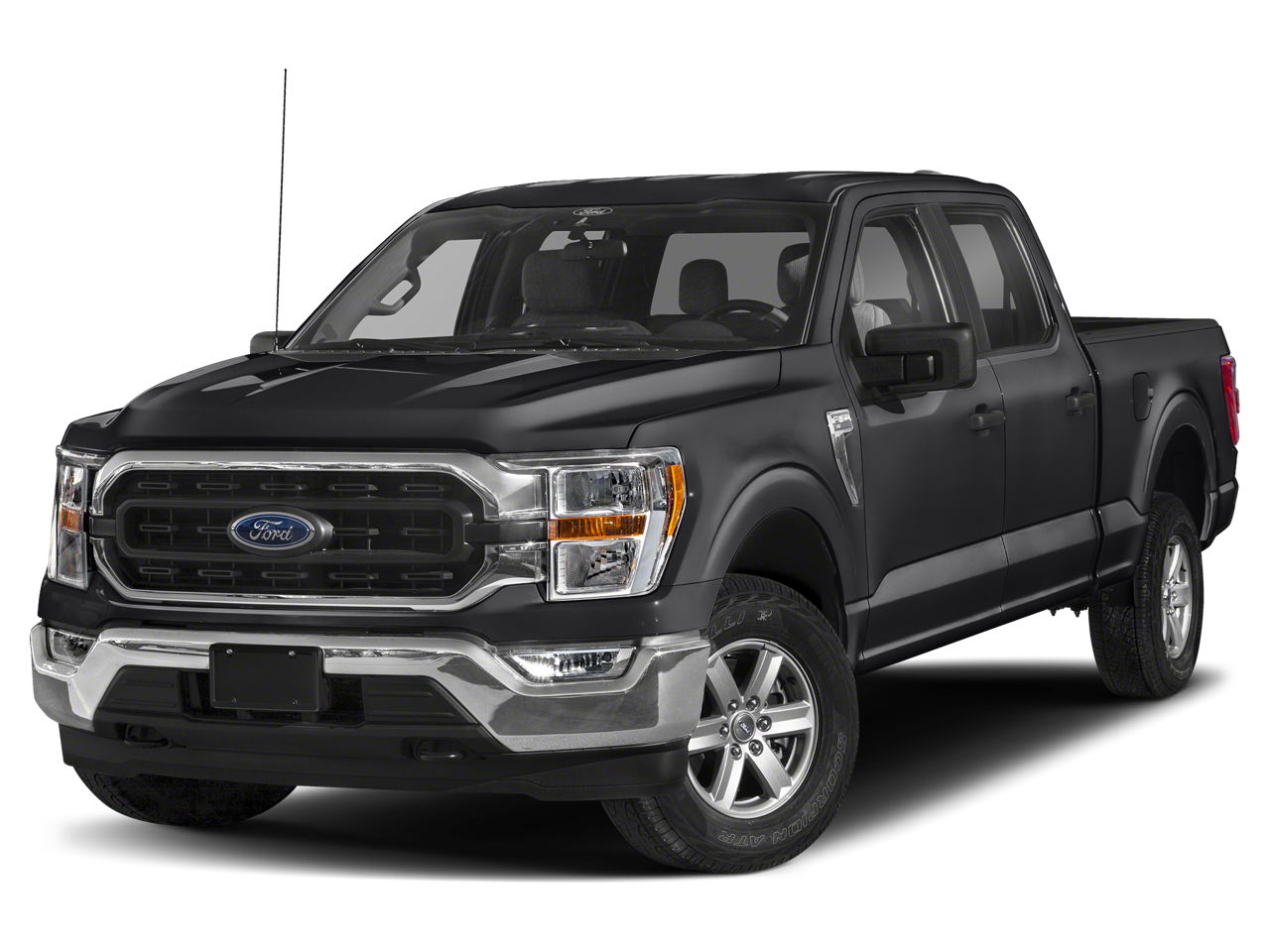 2023 Ford F-150 XLT in Agate Black Metallic — front three-quarter view