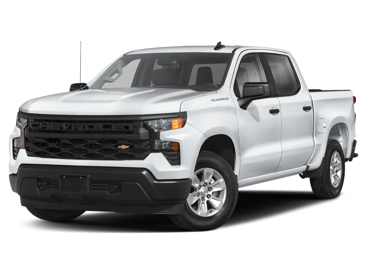 2026 Chevrolet Silverado 1500 Custom in Summit White — front three-quarter view
