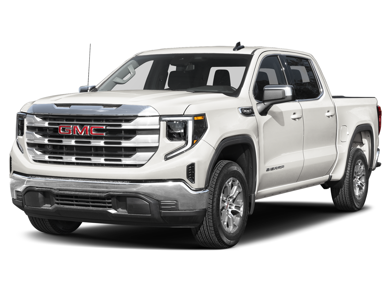 2026 GMC Sierra 1500 SLT in Glacier White Tricoat — front three-quarter view