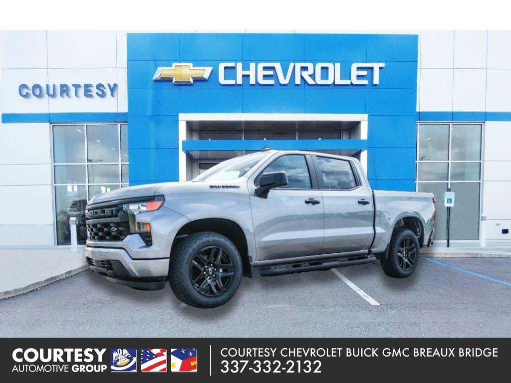 2026 Chevrolet Silverado 1500 Custom in Sterling Gray Metallic — front three-quarter view