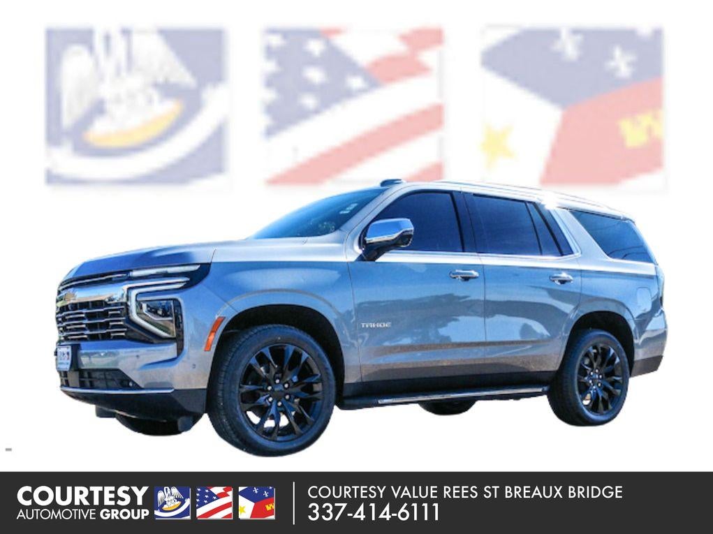2025 Chevrolet Tahoe Premier in Sterling Gray Metallic — front three-quarter view