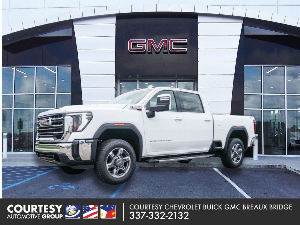2026 GMC Sierra 2500 SLT in Summit White — front three-quarter view