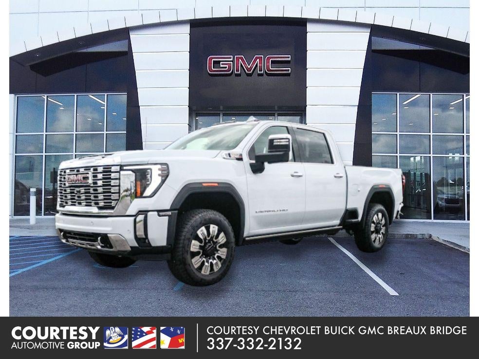 2026 GMC Sierra 2500 Denali in Glacier White Tricoat — front three-quarter view