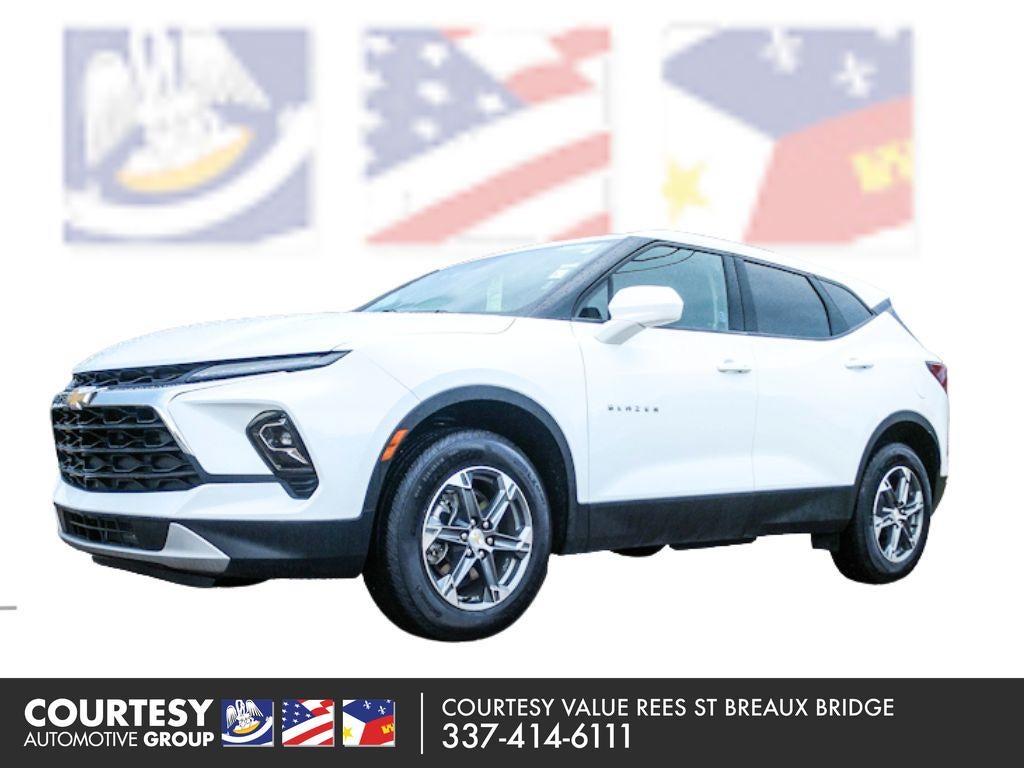2025 Chevrolet Blazer LT in Summit White — front three-quarter view