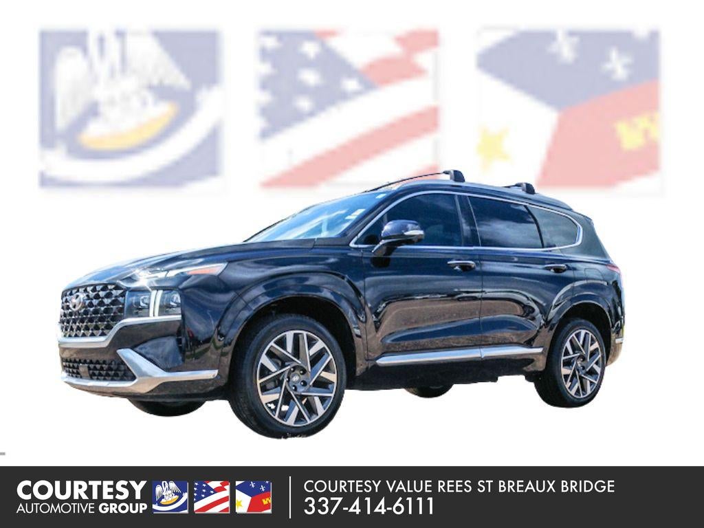 2021 Hyundai Santa Fe Calligraphy in Twilight Black — front three-quarter view